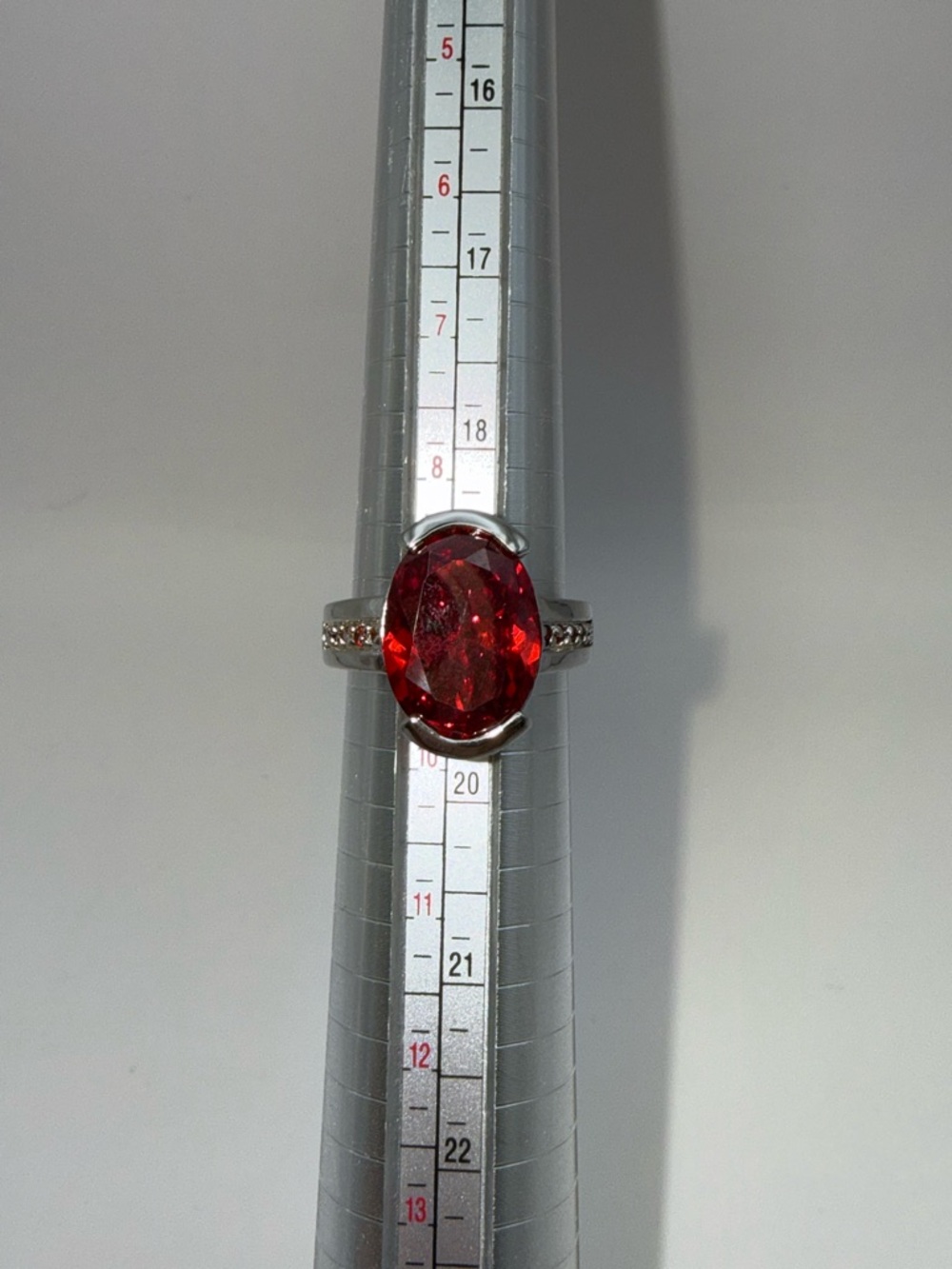 NEW 925 Sterling Silver Red Garnet Color Statement Ring Size 9 CZ Cocktail Ring
